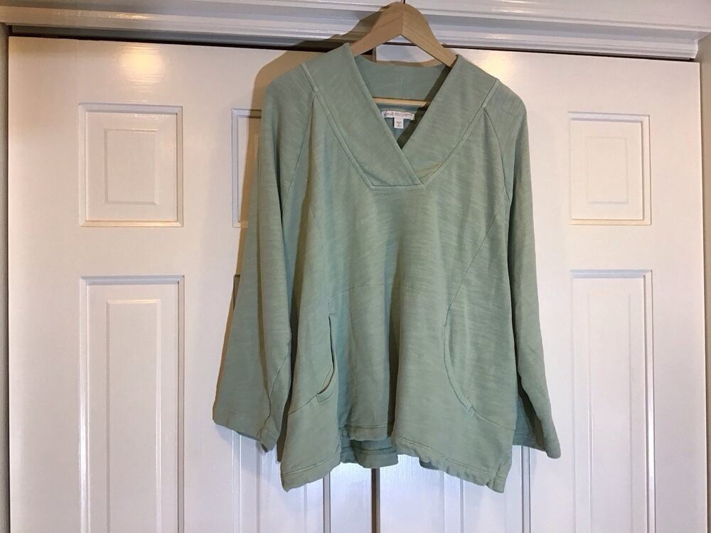 PureJill J.Jill Tunic Sweatshirt Women XL Sage Green Pocket Organic Cotton Lagen